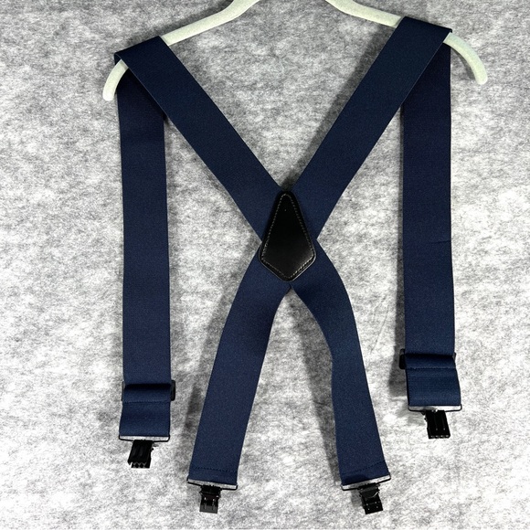 TWO PAIR 2” Clip On Suspenders Made in U.S.A. Black Blue “X” Style Heavy Duty - Picture 6 of 11